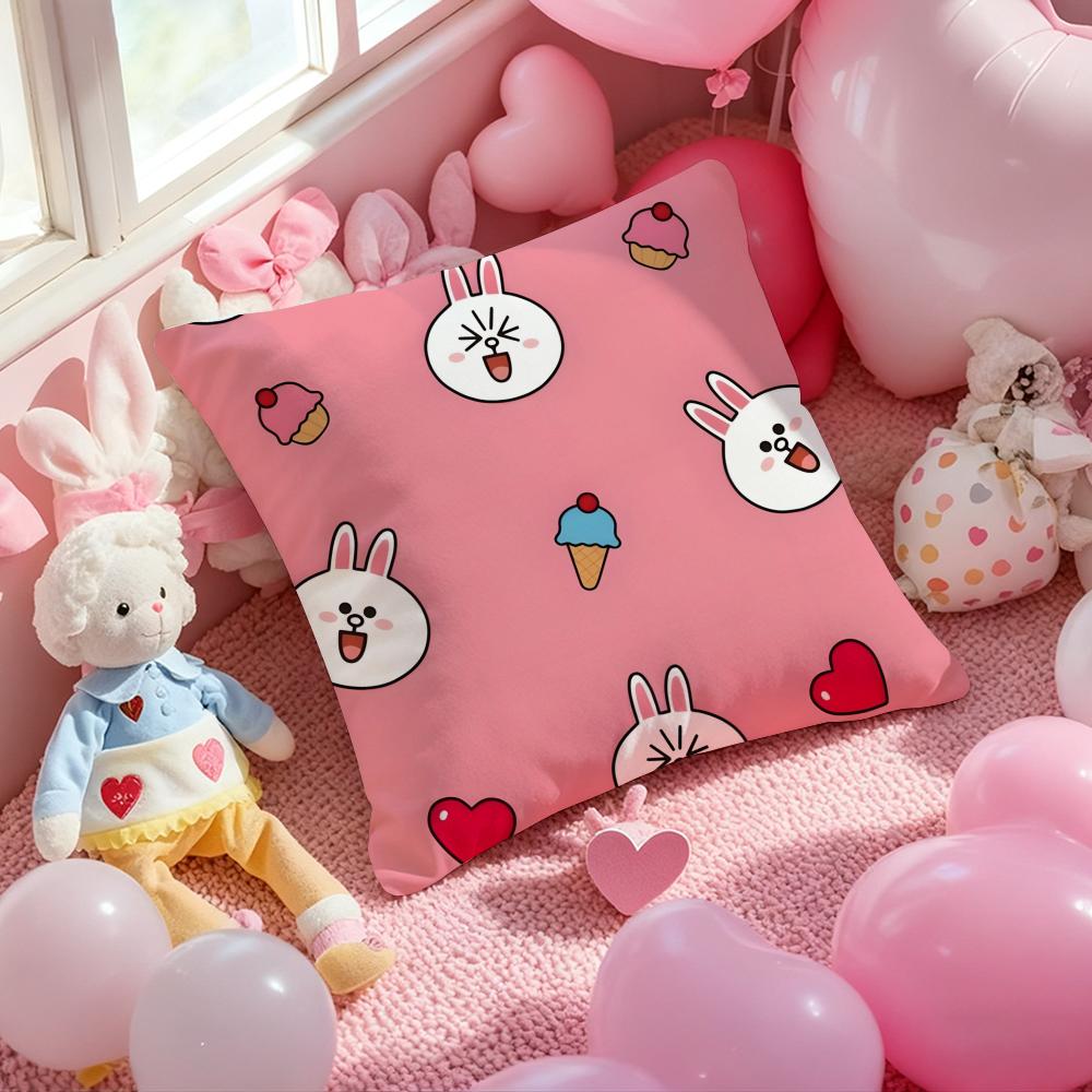 LINE FRIENDS brown bear and cony Cushion Cover Pattern Printed Pillowcase for Living Room Sofa Cushion Cover & Bedroom Decor