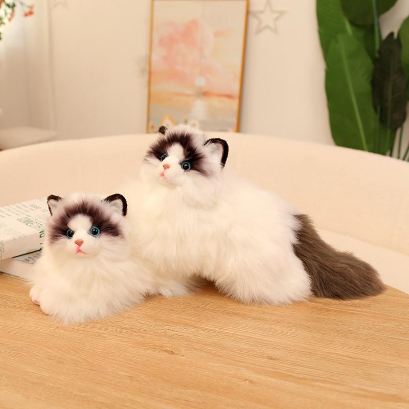Søt Simulering Plysj Klutdukke Katteleke Myk Tegneserie Kosedyr Fluffy Hjemmedekor Gaver Til Jente