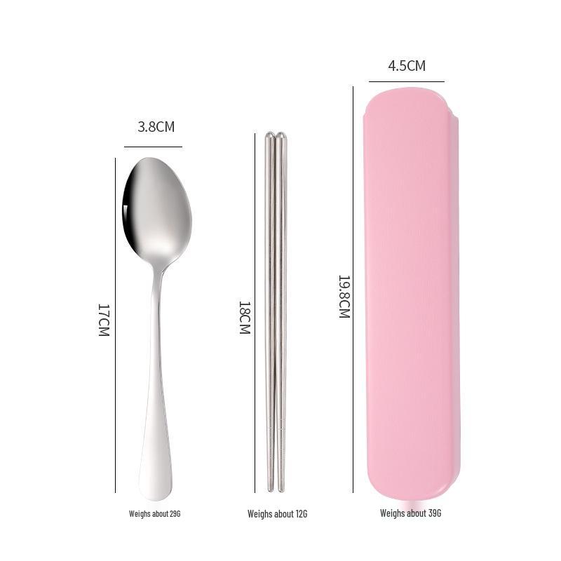 Portable Stainless Steel Cutlery Set: Fork, Spoon & Chopsticks - Ideal for Students & Outdoor Use