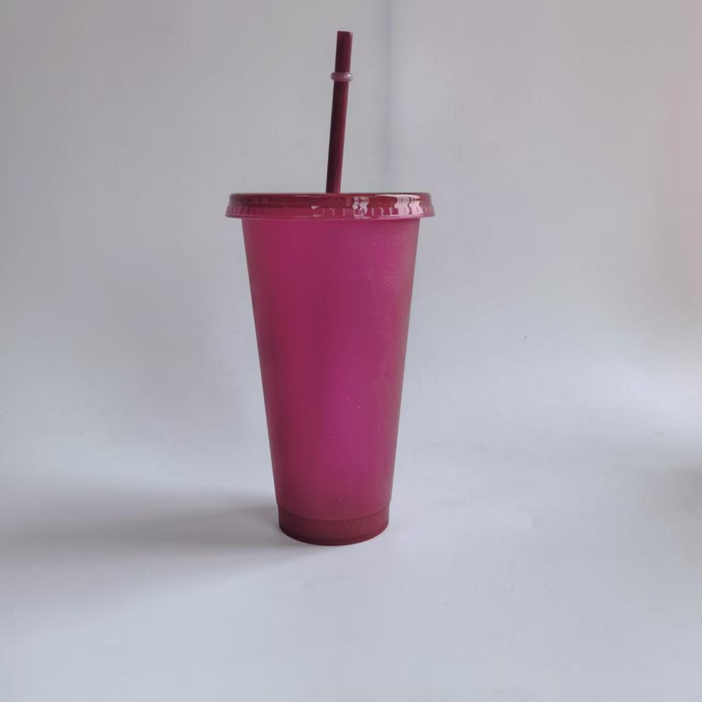 5pcs 24oz Transparent Reusable Tumblers with Black Lids and Straws Iced Coffee Water Bottle Cold Smoothie Cups for Parties Drink