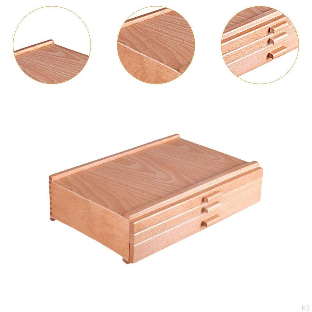 Wooden Artist Storage Supply Box,Wood Art Tool Box,3 Drawers Transport Organize Portable Box