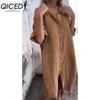 QICED Women's Fashion Summer Spring Solid Color Print POLO Neck High Waist Casual Dresses