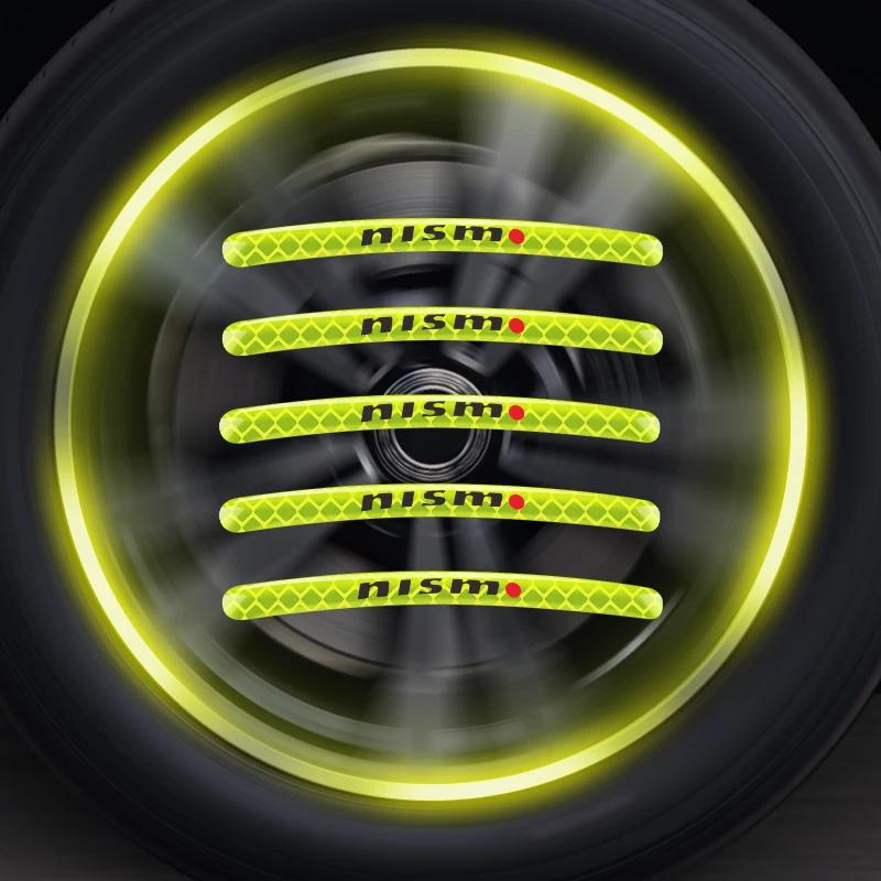 Car Wheel Hub Reflective Sticker Tire Rim Reflective Strips Sticker For Nismo Nissan Tiida Teana Skyline X-trail Almera Qashqai