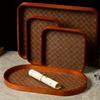 Elegant Wooden Desktop Organizer Tray Faux Leather Lining for Jewelry, Keys & Tea Storage Trays Home Decor, Jewelry Trays