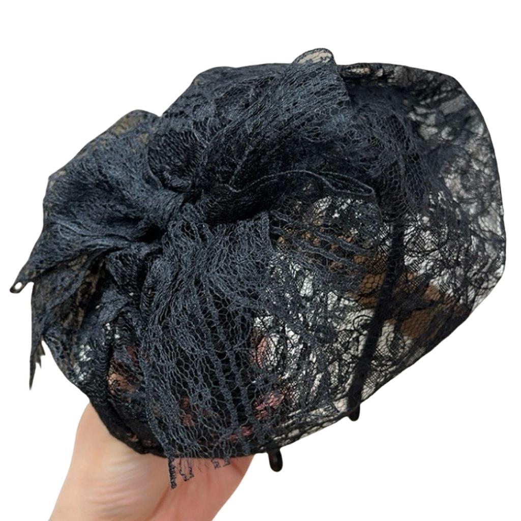 Fashionable Women's Lace Headpiece With Bows Comfortable Headband Stylish Hair Accessory For Wedding Guest Headgear