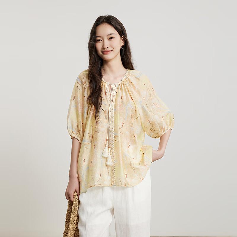 Gejin Women s Lyocell Round Neck Short-Sleeve Top M