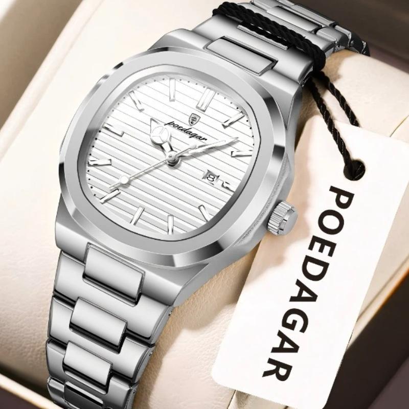 POEDAGAR Montre-bracelet Femme Exquise Étanche Lumineuse Date Mode Montres Dames Acier Inoxydable Montre à Quartz