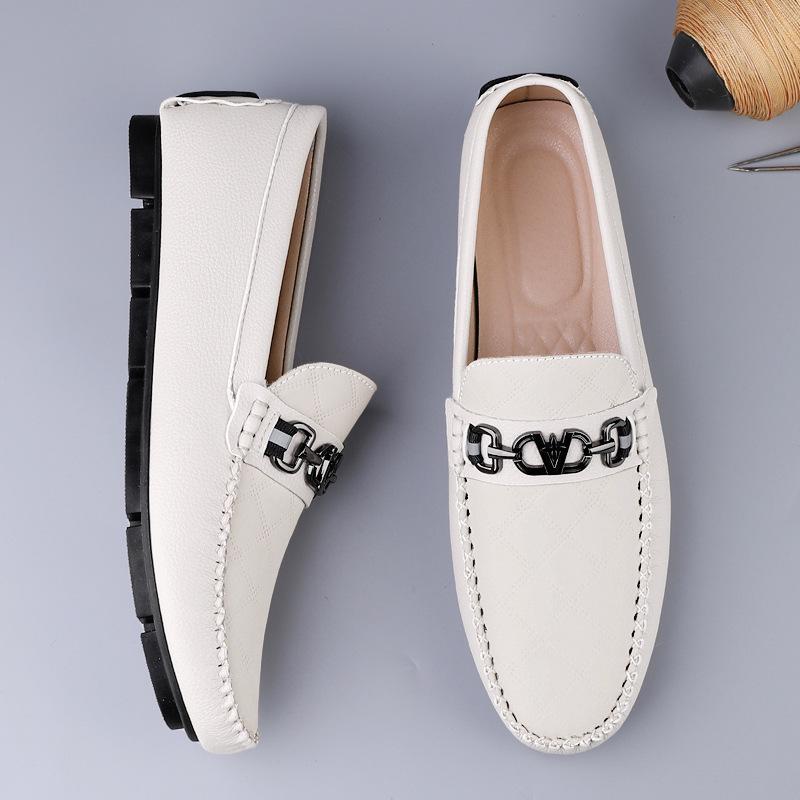 Men's Genuine Leather Slip-On Loafers - Autumn Collection, Casual Work Shoes, Large Sizes Available