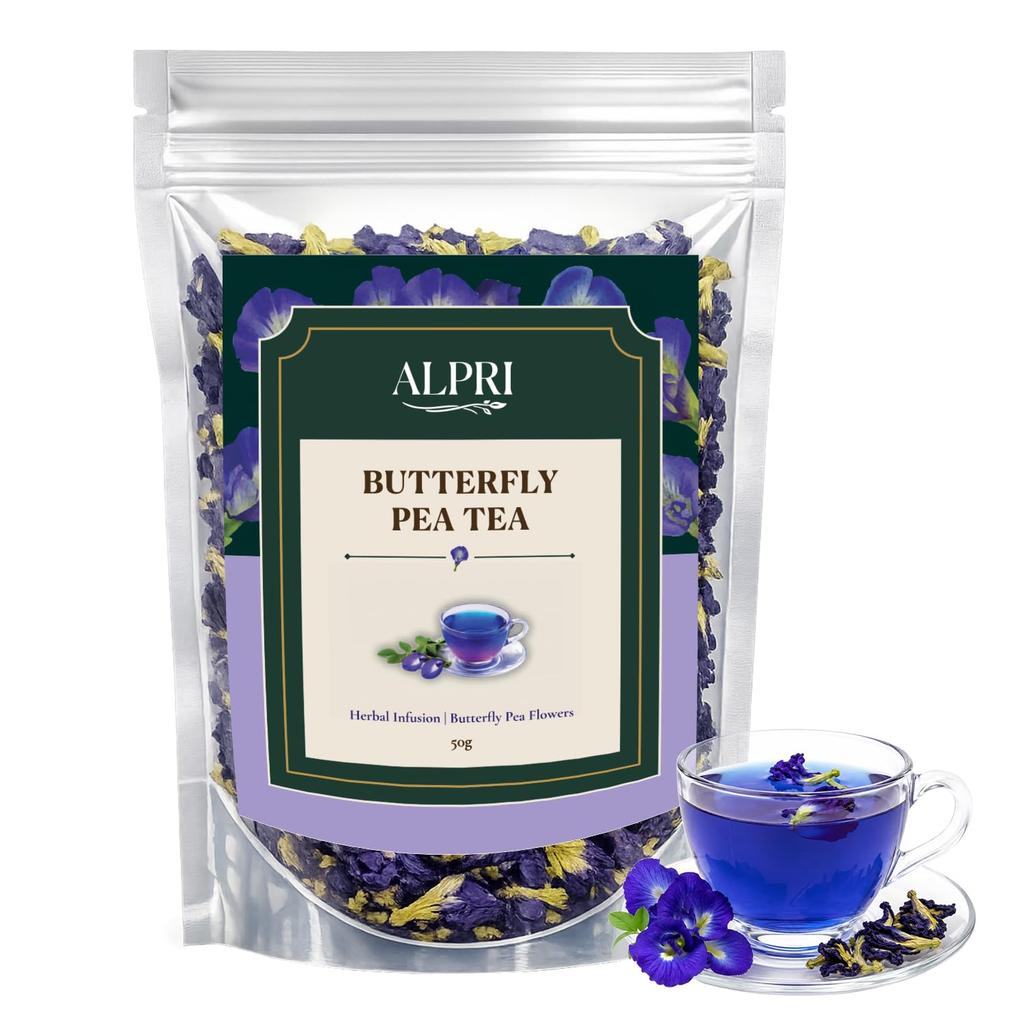 ALPRI Butterfly Pea Flower Tea 70g | Premium Dried Blue Butterfly Pea Flowers | Herbal Caffeine Free Tea | Rich in Antioxidants | Natural Color C