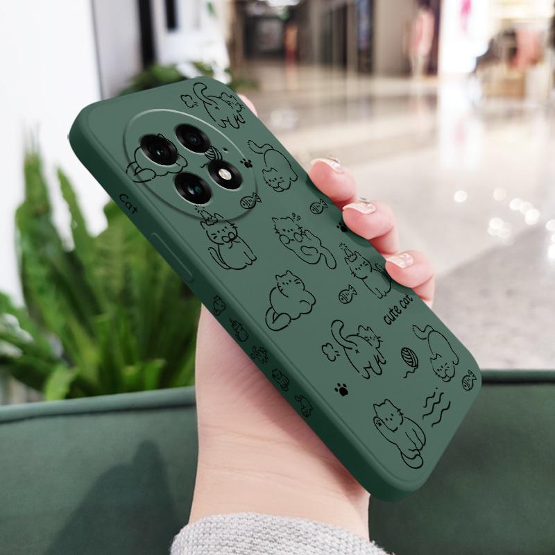 Play Simple Cat Phone Case For Oneplus 15 15R 13 13R 12 12R 11 11R 10 10R 10T 9R 9RT 9 8T 8 7 7T Pro Liquid Silicone Cover