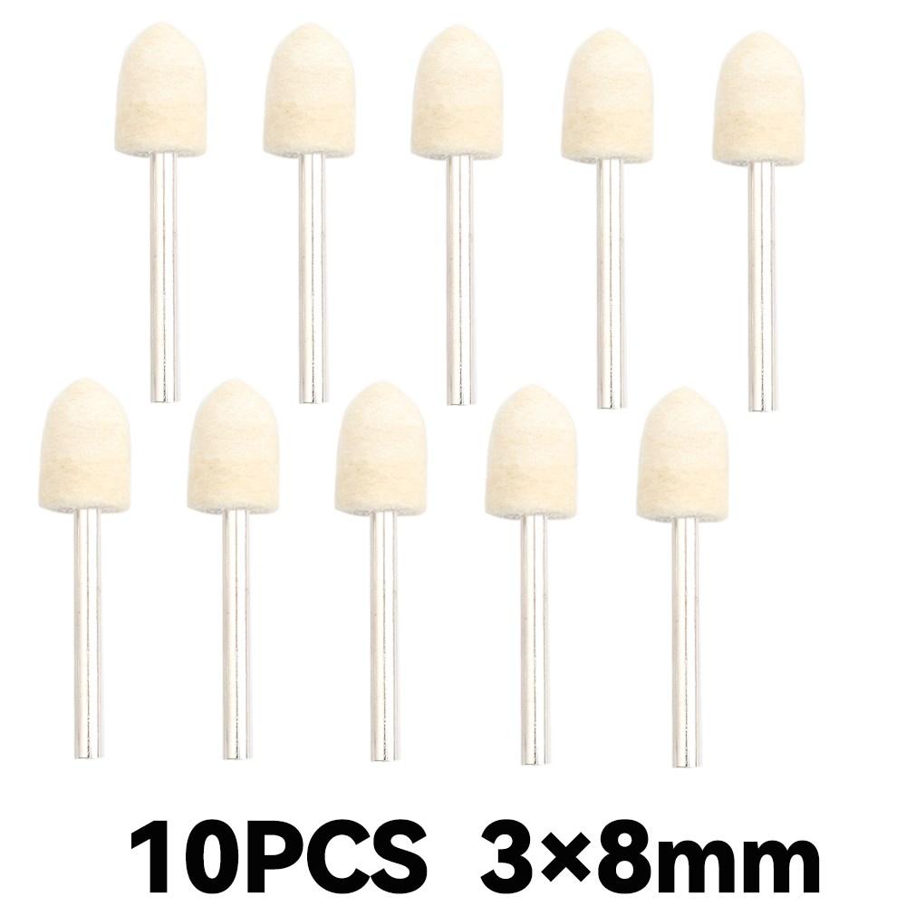 10Pcs/5Pcs Wool Felt Mounted Polishing Buffing Wheel OD 3-10mm Grinding Head for Dremel Drill Rotary Tool 3mm Shank