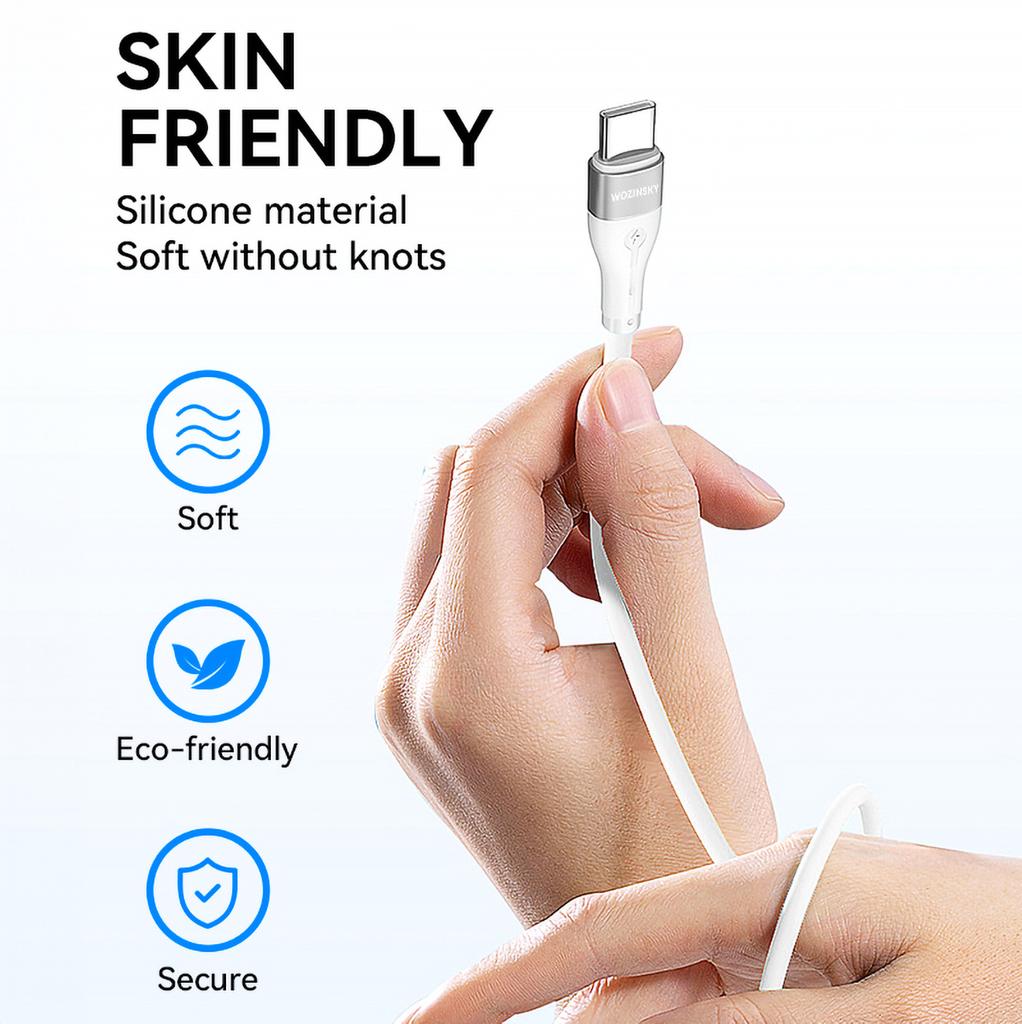 Wozinsky WSTCC2 USB-C To USB-C PD 65W Charging Cable, 2M - White