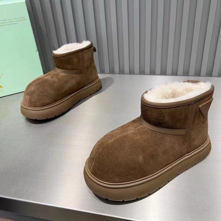 European Station 2025 Winter New Kapibara Frosted Leather Thickened Snow Cotton Boots Bread Shoes Small Women's Shoes
