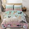Cute Dogs Print Bedding Set Puppy Animal Duvet Cover Set Watercolor Pastel Dog Paw Comforter Cover Pug Dog Lover Bed Set