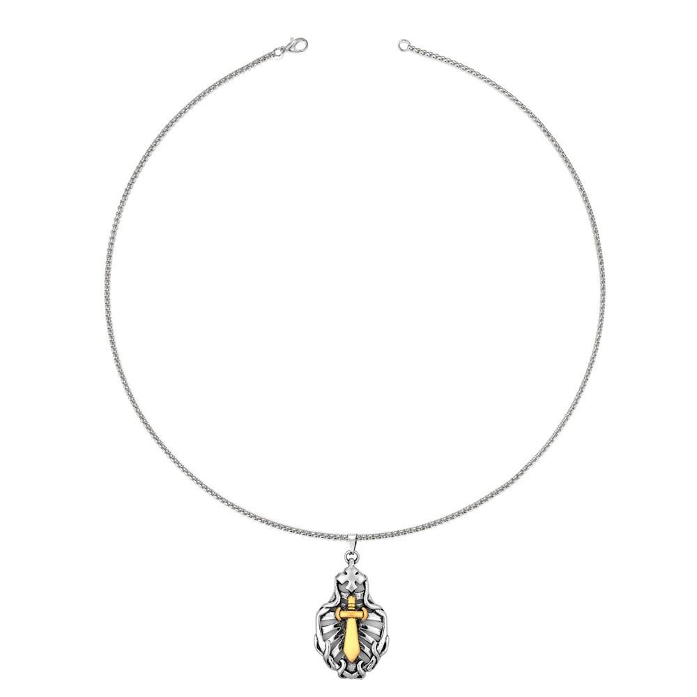 Pendentif Collier Croix d'Épée Creuse pour Homme Punk Rock Rétro Vieux Bijoux