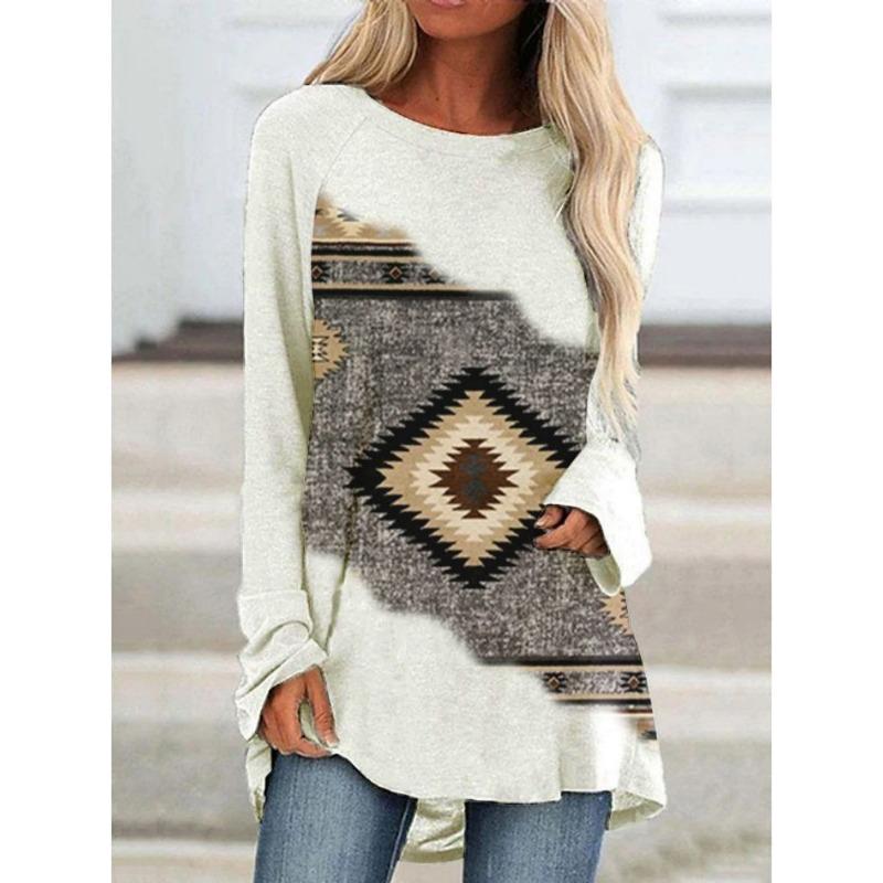 Podzimní a zimní sexy tričko dámské s dlouhým rukávem bohémské základní tričko ležérní prodyšné dámské tričko pulovr velká velikost