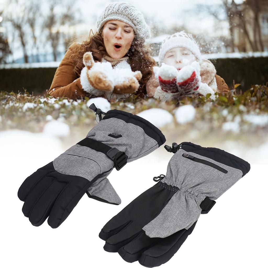 One Pair Electric Heated Gloves Smart Waterproof Unisex One Size Electric Heating Mitten for Outdoor Winter Skiing