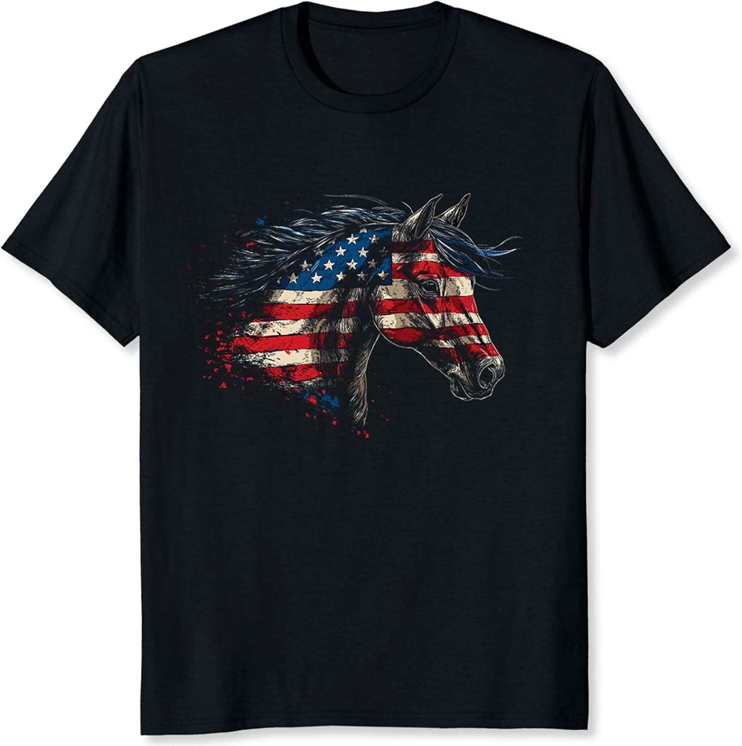 

Patriotic Horse American Flag Shirt for Men Independence Day Gifts for Husband and Boyfriend Graphic Tees 5XL різнокольоровий