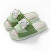Women's Cartoon Bear Open-Toe Linen Slippers - Cozy Indoor Footwear for All Seasons