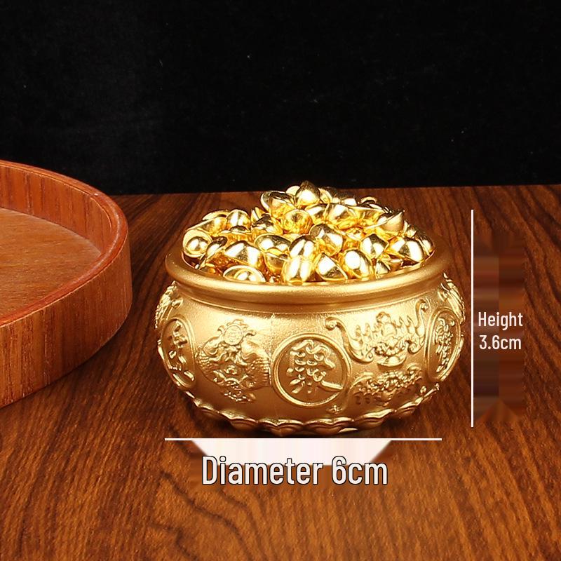 

Орнамент «Горшок богатства» из цельной латуни с маленькими золотыми слитками