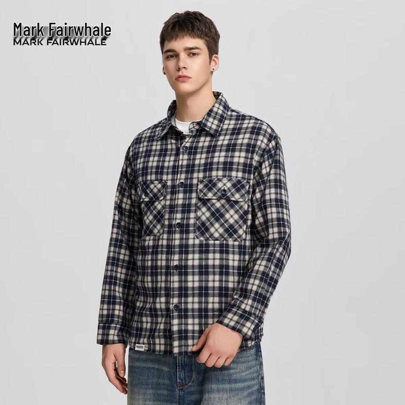 Mark Fairwhale Men's Vintage Plaid Linen Casual Shirt Jacket