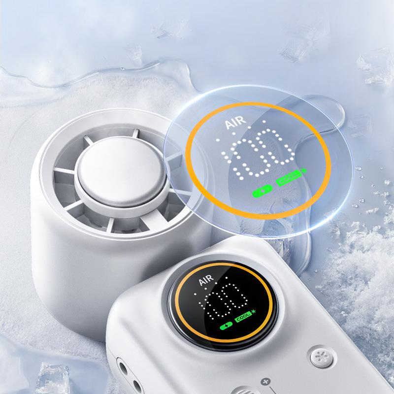 High-speed folding semiconductor cooling digital display handheld fan, outdoor portable charging ice pack small fan