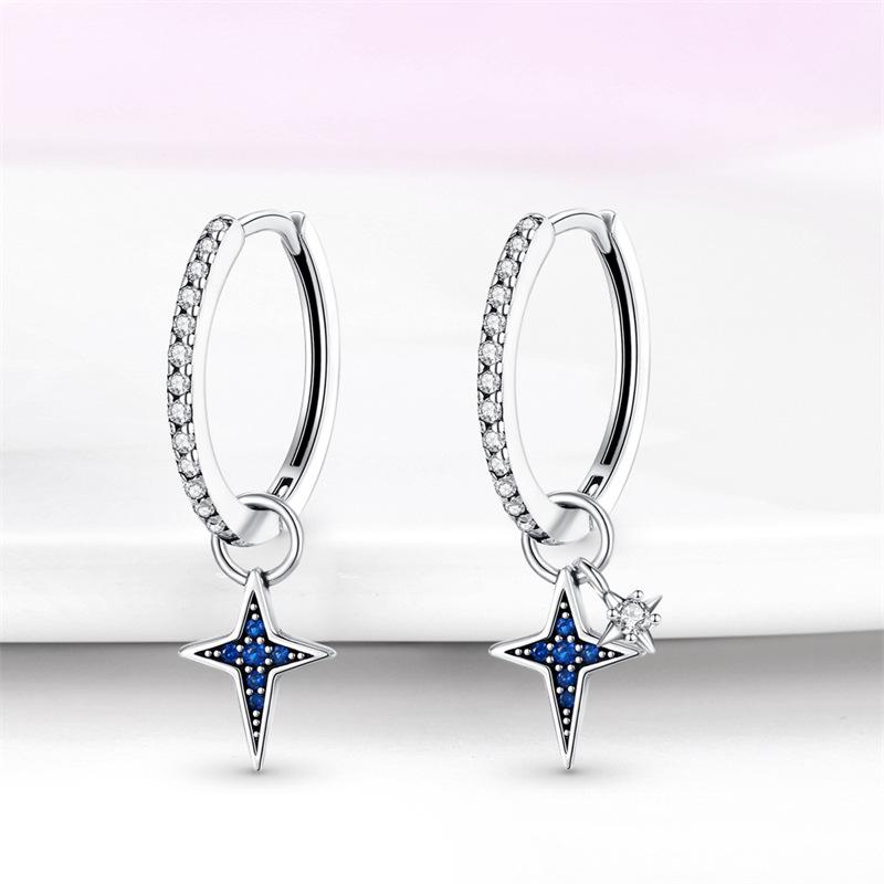 Earrings 9 Sterling Silver Premium Atmospheric Simple Star Charm Earrings