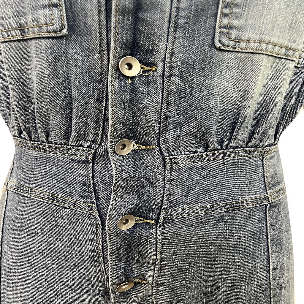 Women's Casual Washed Sleeveless Denim Jumpsuit with Wide-Leg Pants - TS1300 Cross-border Source