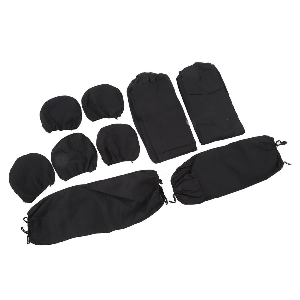Car Seat Covers Full Set Breathable and Soft Cloth Seat Cover Universal Fit for Cars Black