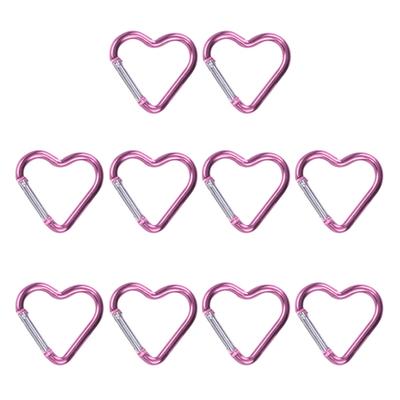 10Pcs Heart-shaped Carabiner Hooks Compact Quick Link Snap Hook Clips Strong Load-bearing Key Holders Camping Supplies