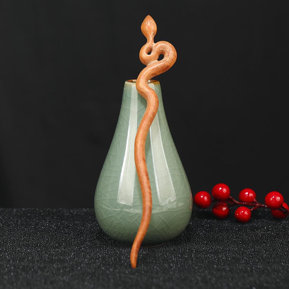 Vintage Ebenholz Tier Holz Haarnadel - Klassischer Stil für Cheongsam und Dutt-Kopfschmuck