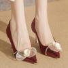 2026 New Spring Autumn Women Flower Chain  High Heels Footwear Elegant Thin Heels Pointed Toe Silk Party Lady Pumps Shoe