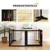 Wooden Pet Gate, Freestanding Dog Security Barrier with Two Support Feet - Black