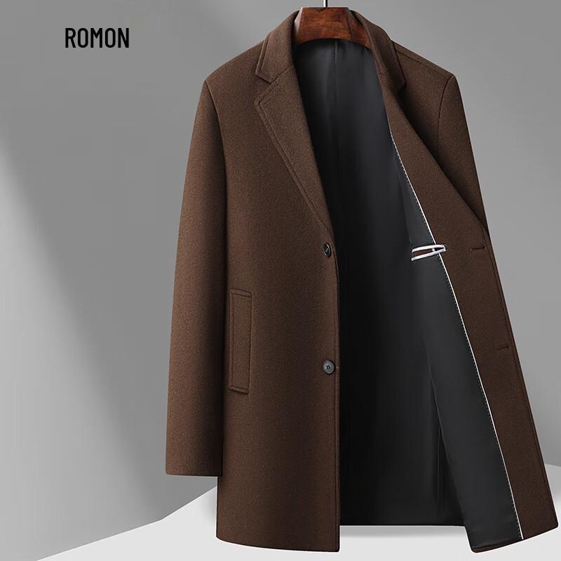Romon Men's Mid-Length Wool Blend Overcoat