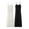 Elegant Polyester Rose Embellished Sleeveless Dress For Spring Womens Casual Style