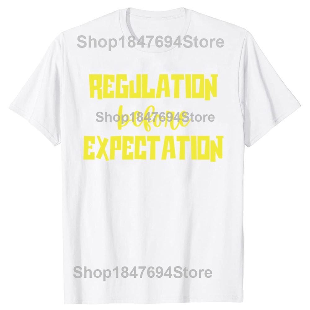 Regulation Before Expectation T Shirt Retro Autism Special Education Teacher Gift Tops Cotton Unisex Casual T-shirt EU Size