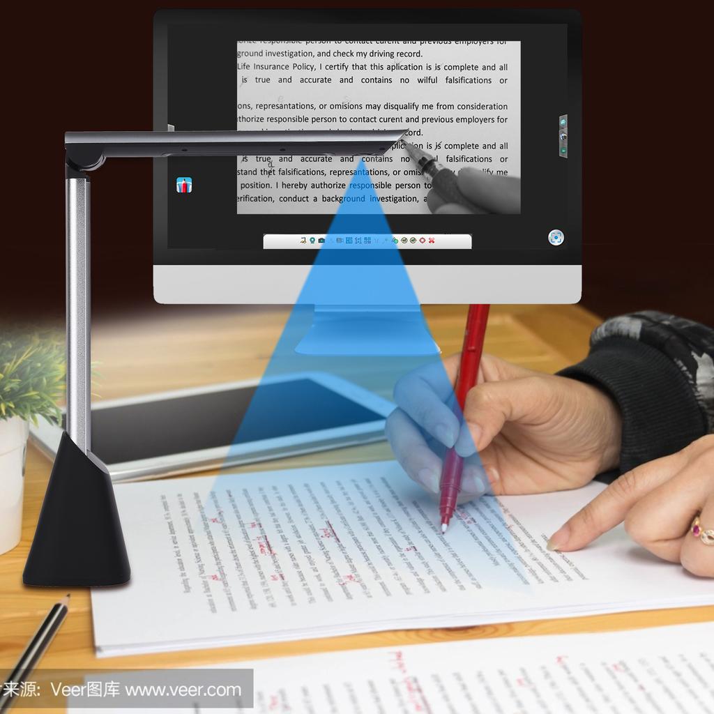 Aibecy BK34 Document Camera Scanner 5 Mega-Pixel HD Camera A4 Capture Size with LED Light Teaching