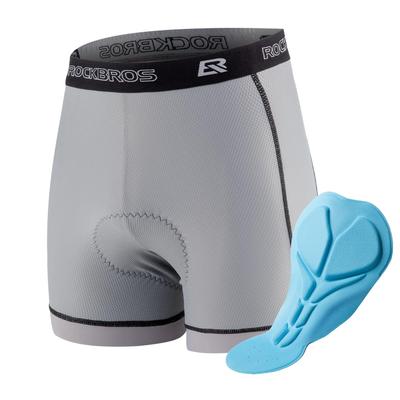 ROCKBROS Padded Cycling for Road and Size 2XL Men's Pants, Sweat-Wicking, Quick-Drying, Pain-Relieving, Breathable, Bikes, Cycling, Riding, Gray,
