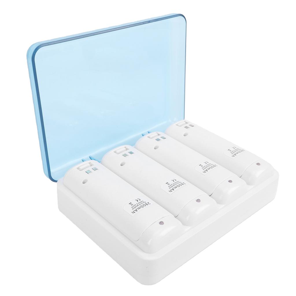 Battery Charger Fit for Wii Remote Controller 4 in 1 Charging Station with 4 Pack 2800mAh Rechargeable Battery USB Cable