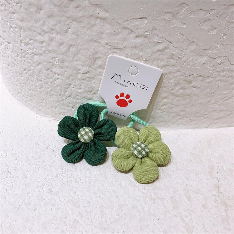 Kawaii Coffee Flower Bow Scrunchie Child Girl Kids Cute Elastic Hair Rubber Band Accessories Tie Hair Ring Rope Holder Headdress