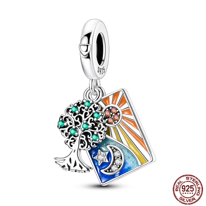 92 Style Charms Platacopper Pink Perfume Luminous Firefly Tarot Card Beads Fit Original Bracelet Women Diy Jewelry