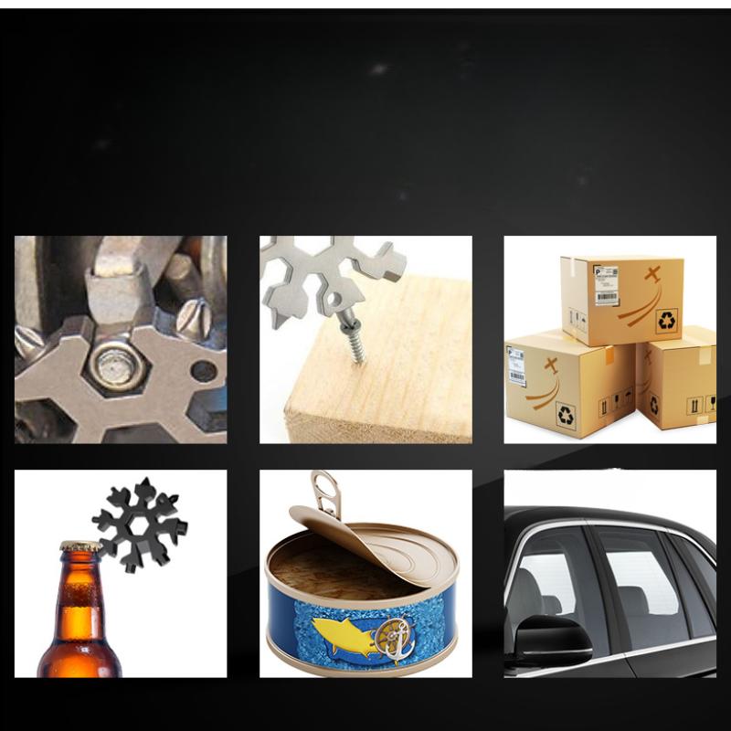 Multifunctional Snowflake Wrench 18-in-one Multi-purpose Hexagon Socket Plum Bathroom Stainless Steel Universal Portable Tool Set