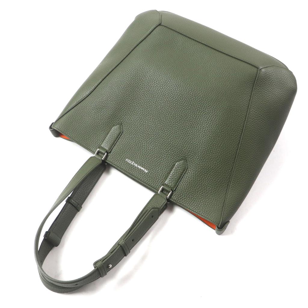 Alexander McQueen ToteBag EDGE Medium Logoprint HnadBag khaki Calfleather 762342 Used