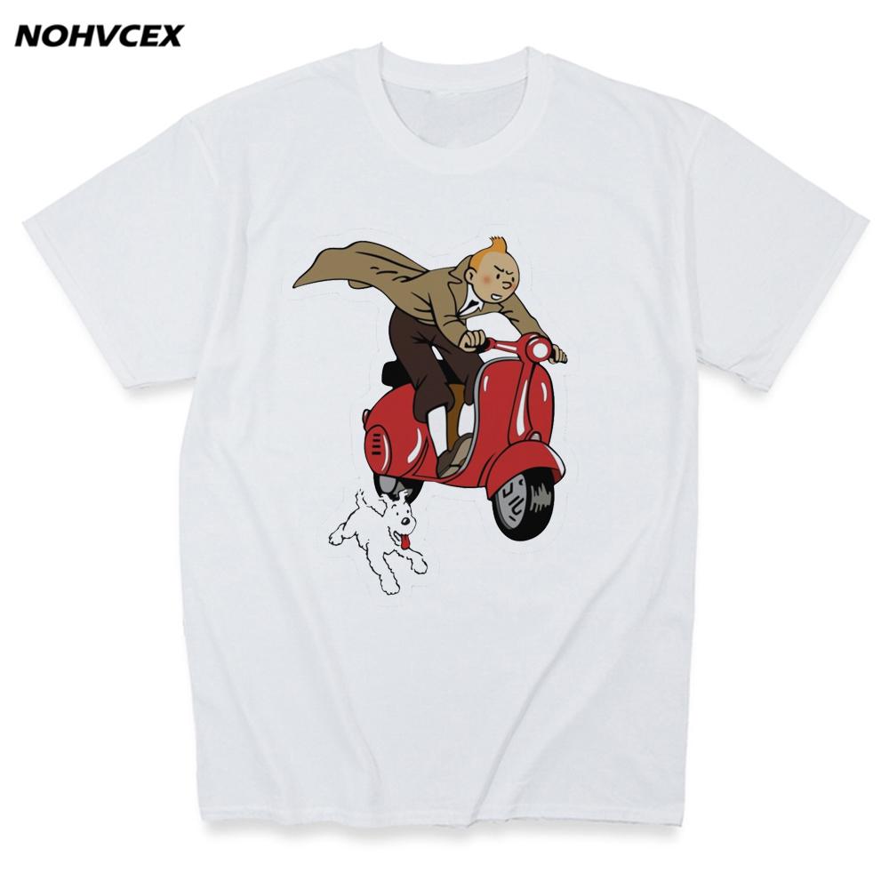 T-shirt da uomo Tintin Moda Estiva Alta Qualità Stampa Casual Girocollo Le Avventure di Tintin