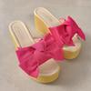 Fashion Aphixta Red Summer 9cm Wedge Heels Slippers Women Big Butterfly Mulers 4cm Platform Sandals Clog Shoe Slides Plus Size 43