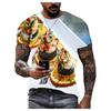 Summer Round Neck 3D Food Pattern Print Top Fashionable Casual Hip Hop Short Sleeved Men's T-shirts