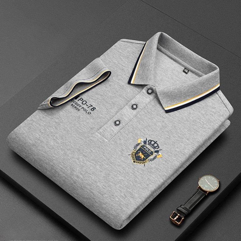 Sommermode Herrenhemd Bestickter Reverskragen Kurzarm Tops