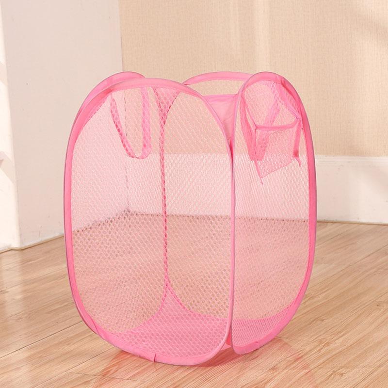Foldable Mesh Laundry Basket With Durable Handles Strongly Frame Laundry Basket