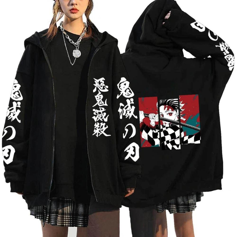 Anime Devil Killer Printed Hoodie Men's and Women's Zipper Hoodie Harajuku Sportswear Men's Zipper Jacket