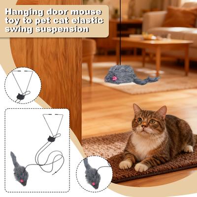 Türhänger Kleine Maus Katzen Teaser Elastischer Clip- Türschwinge Hängendes Hüpfendes Selbstunterhaltungsspielzeug für Katzen gegen Langeweile, Haustierbedarf